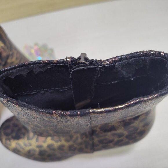 Neiman Marcus Womens Size 6.5 Leopard Animal Print Metallic Boots Shoes - Picture 13 of 16